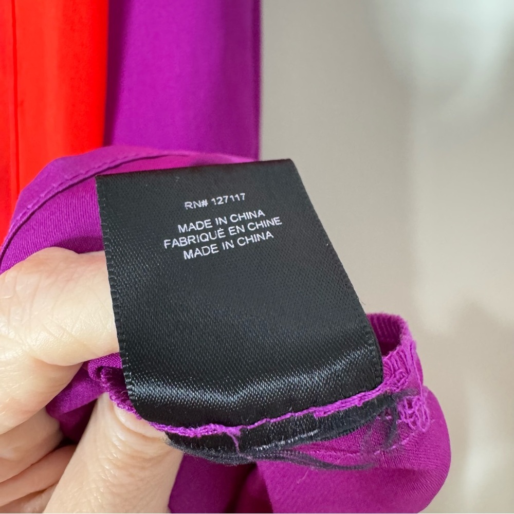 Badgley Mischka Red and Purple One Shoulder Dress - Picture 7 of 11